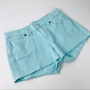 MADEWELL DENIM JEAN SHORTS GREEN RAW HEM 24